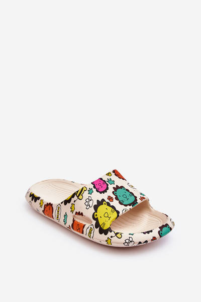 Chaussons Enfant Mousse Légère Motif Lion Beige Esther