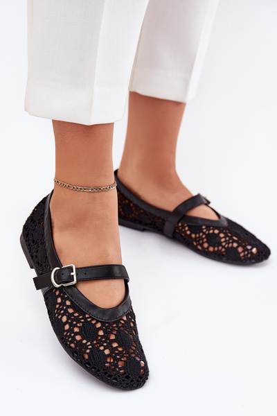 Ballerines perforées avec sangle noires Orphali