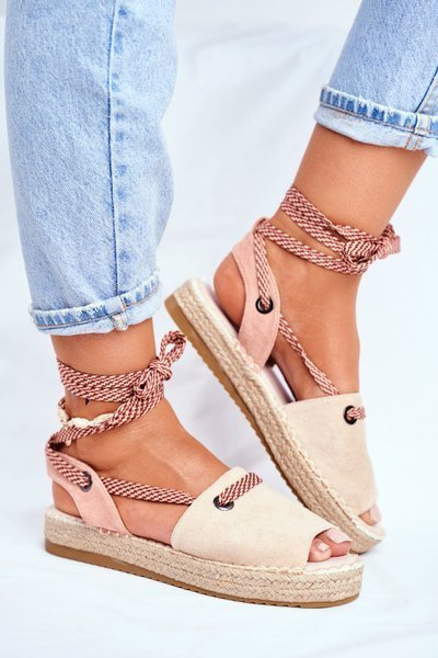 Damen Plateau Espadrilles Leinen Beige Monacoz