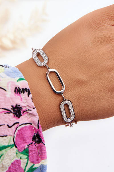 armband mit ovalen Anhängern Silber