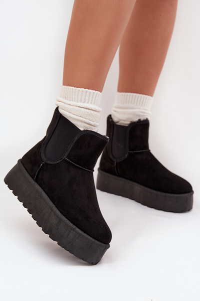 Damen Schneestiefel Mit Elastischem Einsatz Schwarz Kiora
