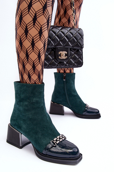 Veloursstiefel Mit Massiver Blockabsatz SBarski MR870-70 Grüne