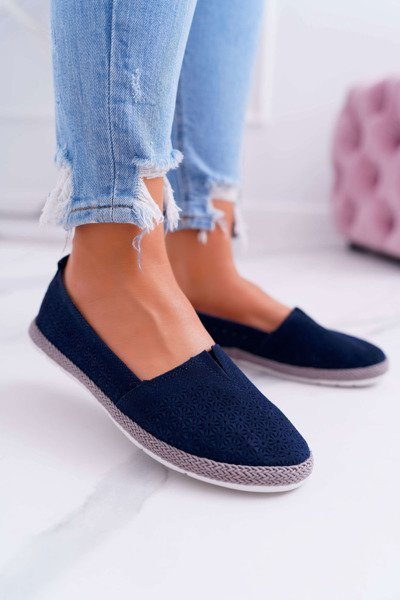 Női Espadrilles velúr bőr sötétkék bimbo