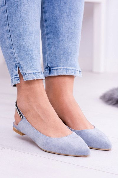 Lu Boo Ballerines Daim Bleu Ballerines Pointes Zircone Macron