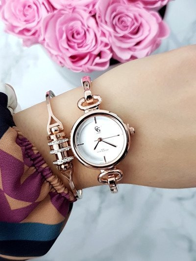 Luxe női rózsaszín arany karkötő Mega karóra