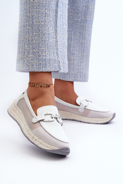 Mocassins En Cuir Femme D&A TW210 Blanc