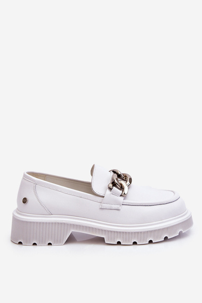 Pârâie din piele cu lanț GOE LL2N4038 WHITE