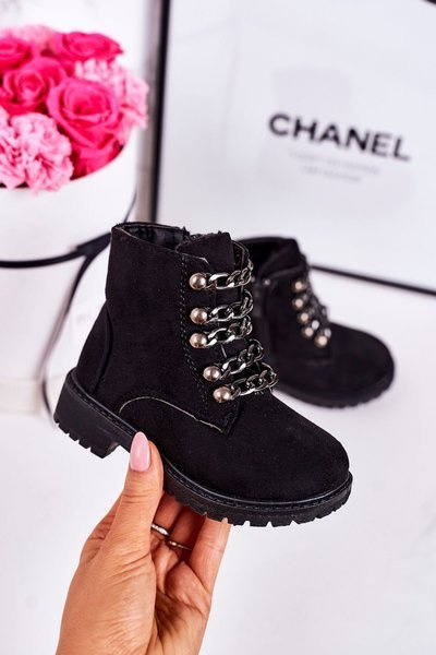Children's Insulated Boots Eco Suede Chain Black Rock&Roll