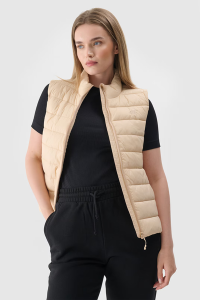 Gilet en duvet avec col pour femme 4F Beige 4FWAW24TVJAF139-83S