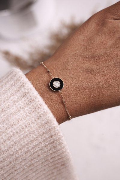 Bracelet Avec Un Cercle Et Des Zircons Cubiques Or Laurie