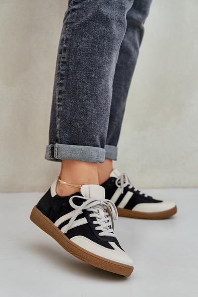 Zazoo N1068 Baskets Basses En Cuir Femme Noires