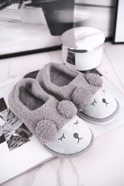 Chaussons Femme Avec Fourrure Teddy Bear Gris Sweetie