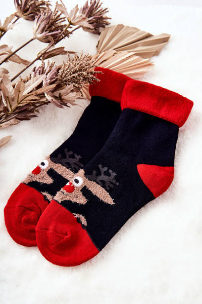 Chaussettes de Noël Renne Gris et rouge