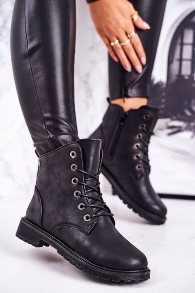 Women's Worker Boots Fleece-gefüttert Schwarz Mia