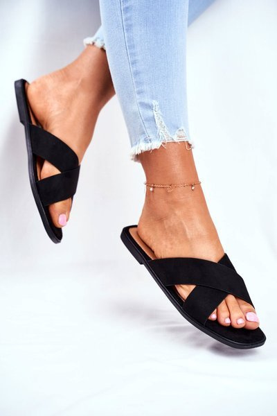 Damen Flip Flops Kreuzriemen Schwarz Philippinen