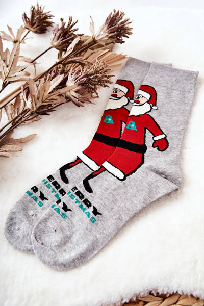 Herren Weihnachtsmann Socken Grau