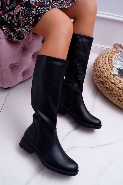 Bottes Sergio Leone pour femmes avec tige en caoutchouc noir réchauffé KZ528