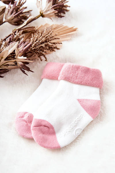 Kindersocken einfarbig rosa und weiß