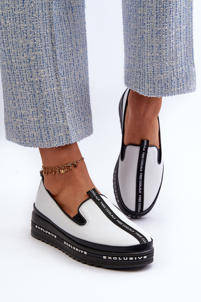 Espadrile din piele cu platformă S.Barski LR260 Alb