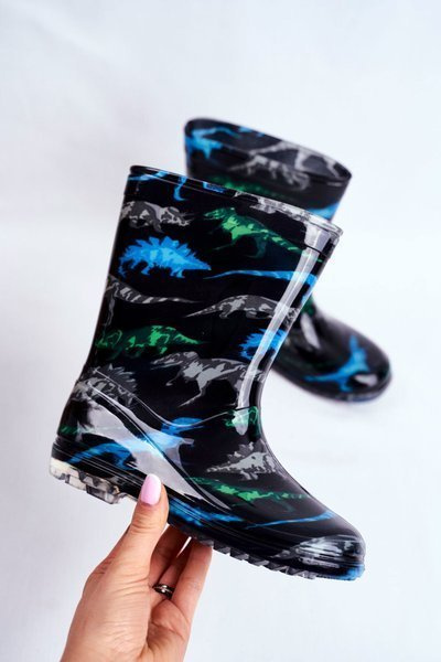 Kinder Gummistiefel Schwarz Dinosaurier