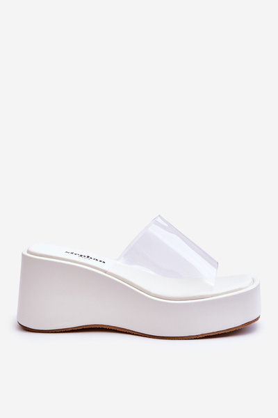 Women's Transparent Wedge Slippers White Eliane