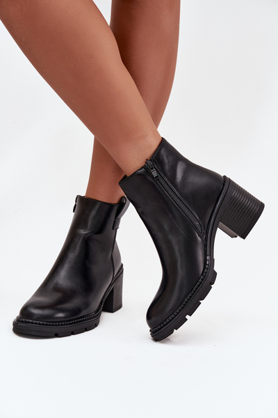 Bottes d'hiver pour femmes en éco-cuir à talon noires Alvena