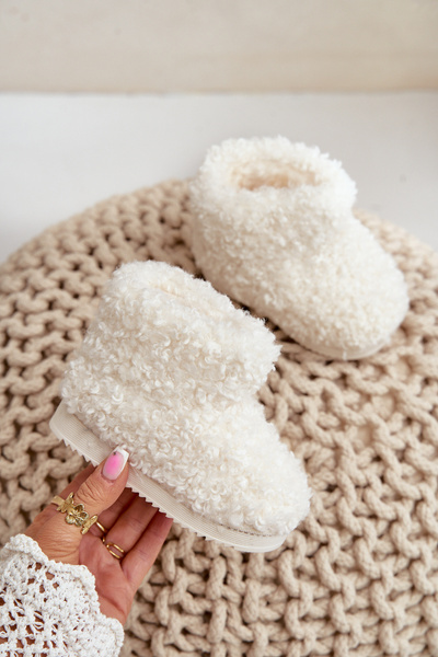 Bottes De Neige Enfant Avec Fourrure Type Agneau Beige Clair Mevael