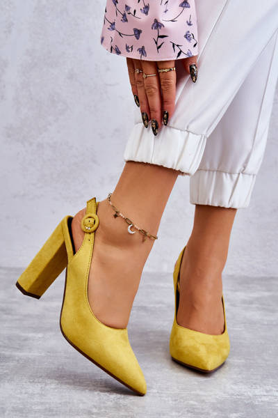 High Heels Pumps mit spitzen Zehen Gelb Alanza