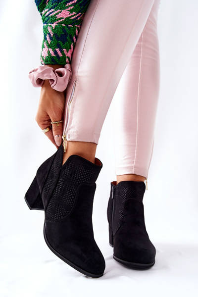 Suede Heeled Boots Black Elisea