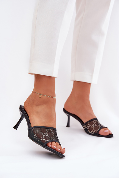 Sandales À Talons Décorées Noires Ennoriel