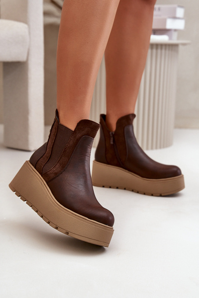 Bottes Plateformes Et Compensées Isolées Pour Femme Marron Mivanira