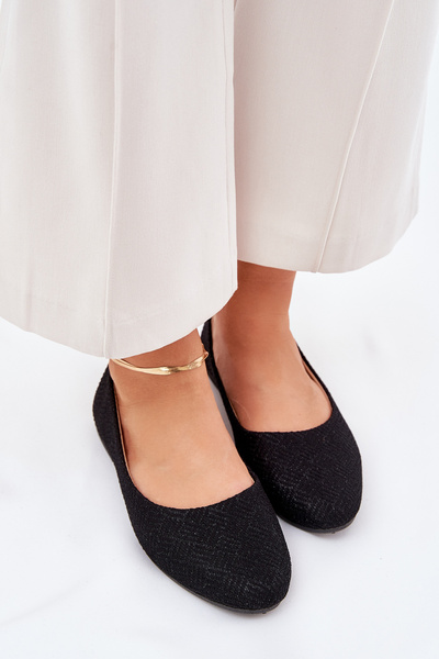 Ballerines Plates Pour Femmes Avec Paillettes Noires Tatorelis