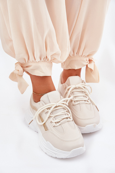 Baskets Chaussures De Sport Pour Femmes Sur Semelle Épaisse Beige Lerila
