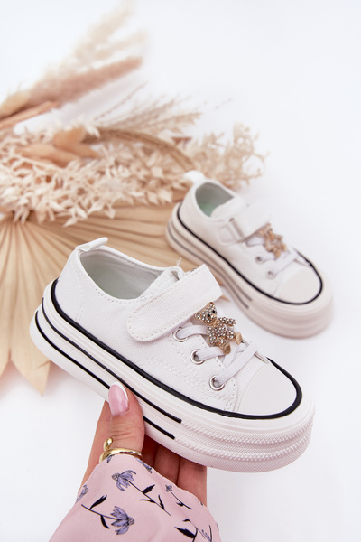 Mädchen Sneakers Mit Aufkleber Bär Weiß Solena