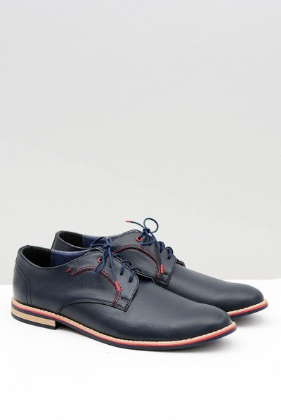 Semi-chaussures en cuir élégantes Bednarek pour hommes Pietro bleu marine