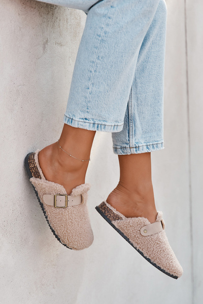 Damenschuhe mit Schaffellimitat Beig Lorivine