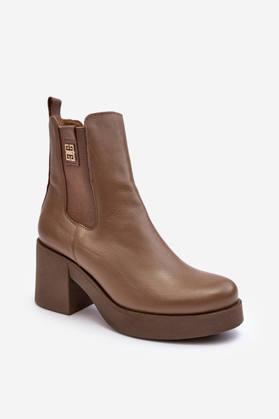 Damen Lederstiefel Auf Absatz Lemar Braun Kodra