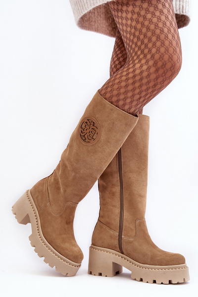 Cizme de piele inalte Beige Lewski 3367
