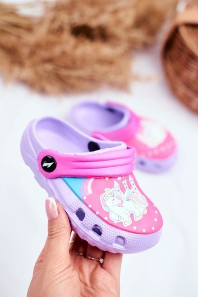 Children's Shoes Foam Slides Purple Ponies Pony