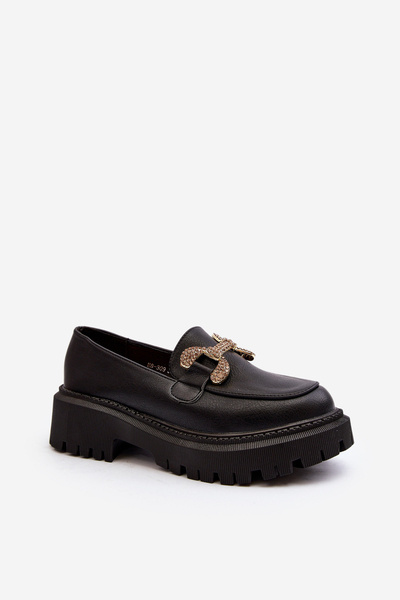 Mocassins pour femmes noirs avec décoration Gargi