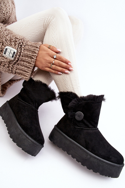 Bottes de Neige Plateforme Femme avec Fourrure Noir Wikasem