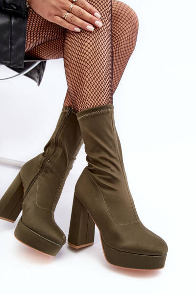 Bottines à Talons Hauts et Zip Vert Peculia