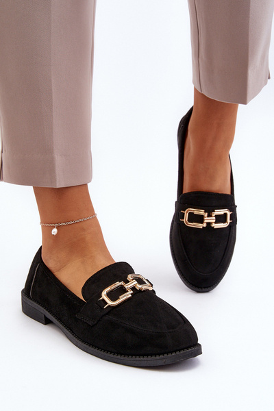 Black Women's Suede Moccasins With Flat Heel Misal