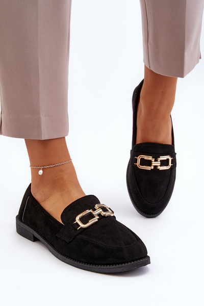 Mocassins femme en daim noir à talon plat Misal