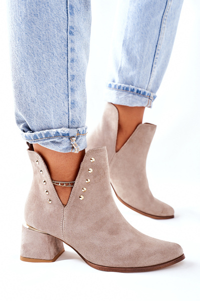 Bottes en daim pour femmes avec découpes Lewski Cappuccino 3074/B