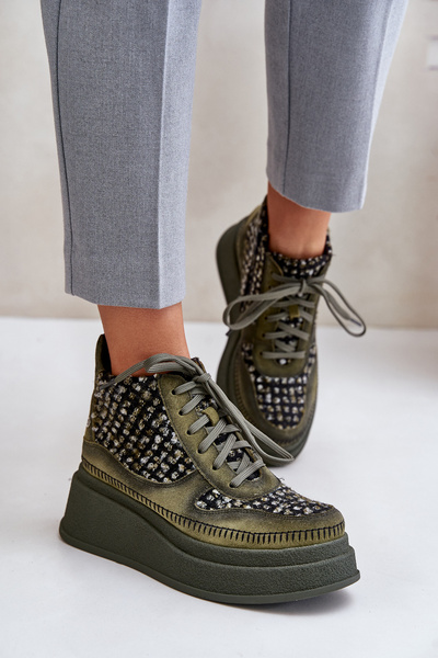 Bottines En Cuir à Plateforme Et Compensée Maciejka 06759-09 Vert