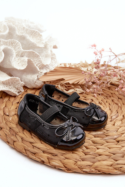 Black Children's Ballerina Flats With Bow Jellema