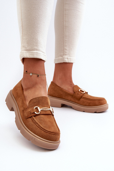 Moteriški batai su aukso apdaila Eco Suede Camel Lighas