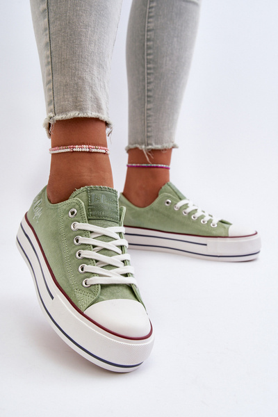 Sneakers de damă cu talpă groasă Lee Cooper LCW-24-31-2217 Verzi