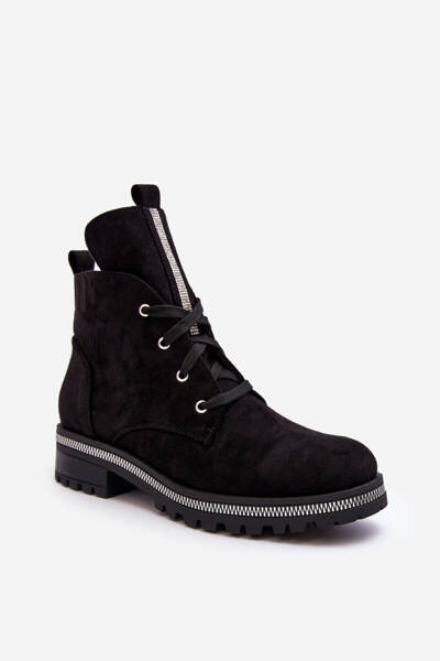 Bottines Slip-On Femme en Daim avec Ornement Noir Plesca